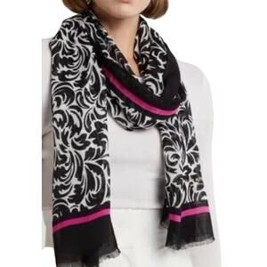 Kate Spade Flourish Bandana Scarf New with tags Black and Pink